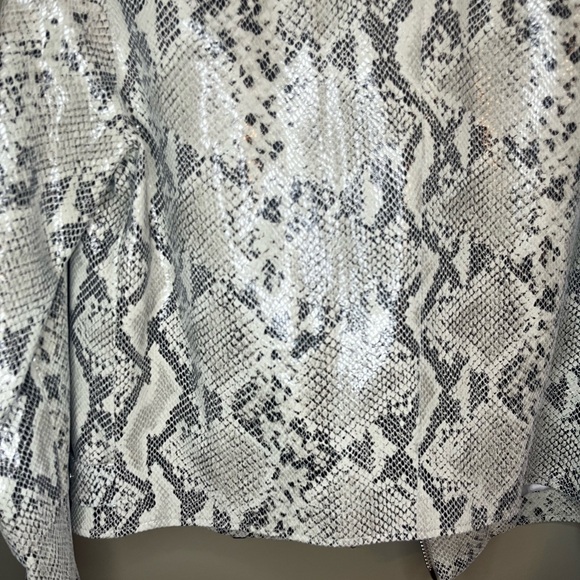 INTERMIX Snakeskin Leather Jacket in Cream and Black - Picture 8 of 8